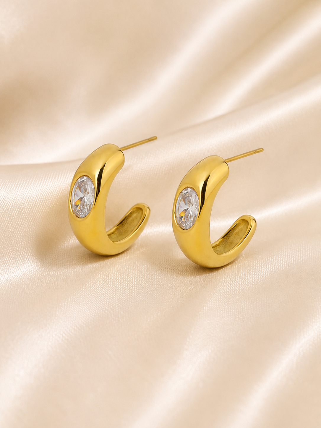 Luminous Arc Zircon Earrings