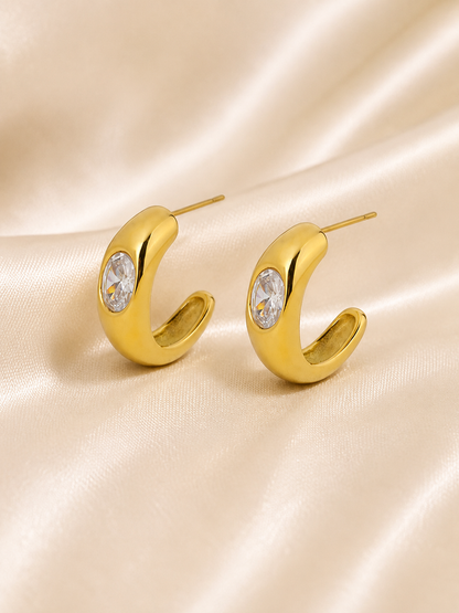 Luminous Arc Zircon Earrings