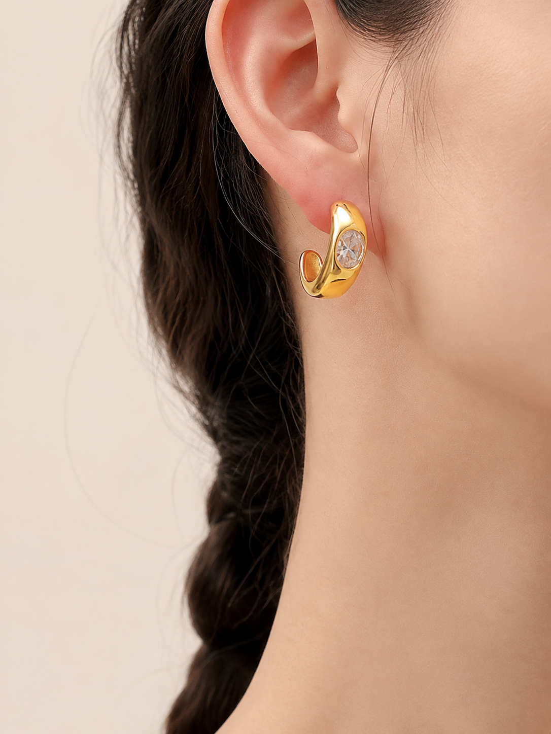 Luminous Arc Zircon Earrings