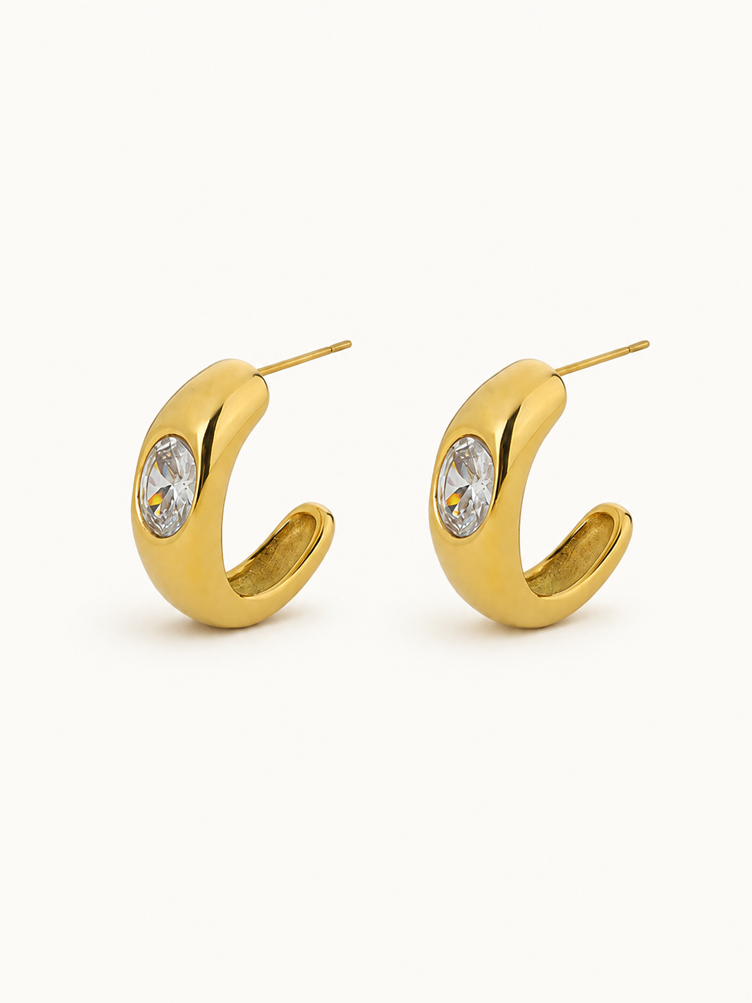 Luminous Arc Zircon Earrings