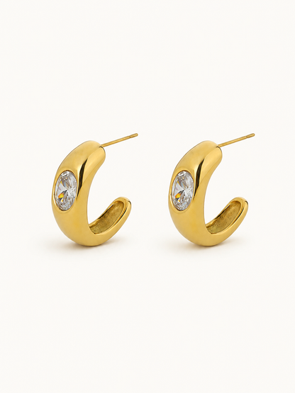 Luminous Arc Zircon Earrings