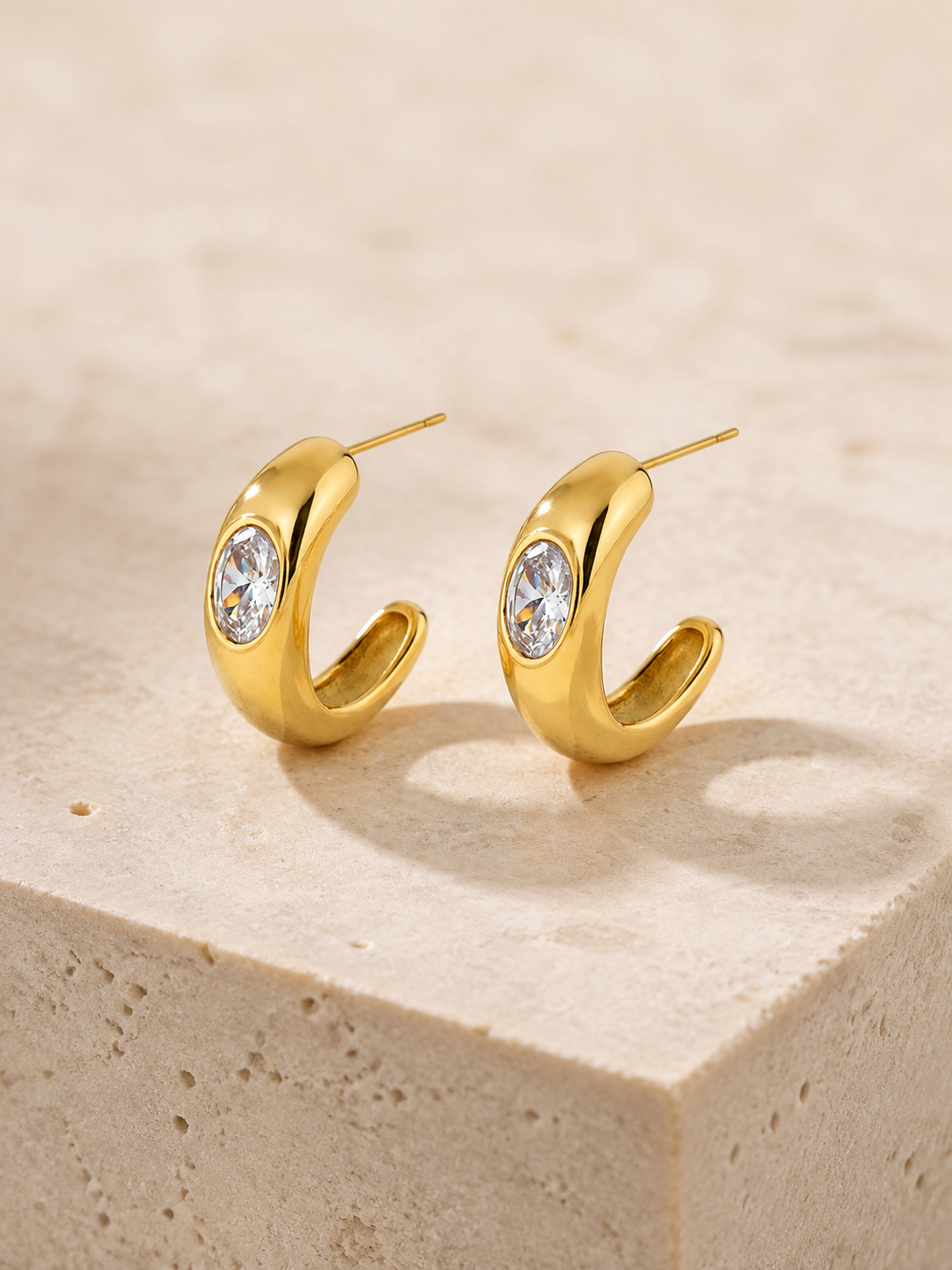 Luminous Arc Zircon Earrings