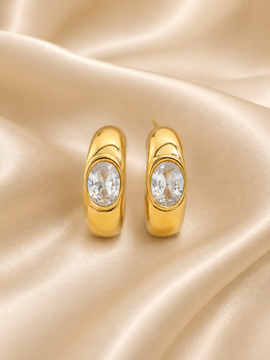 Luminous Arc Zircon Earrings