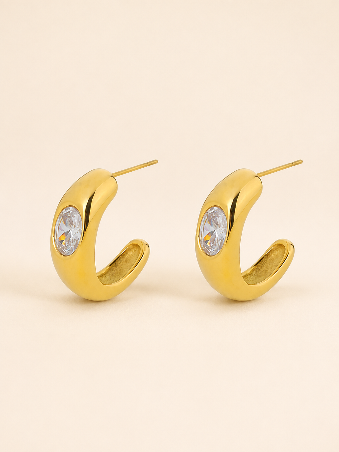 Luminous Arc Zircon Earrings