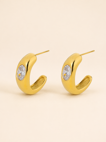 Luminous Arc Zircon Earrings