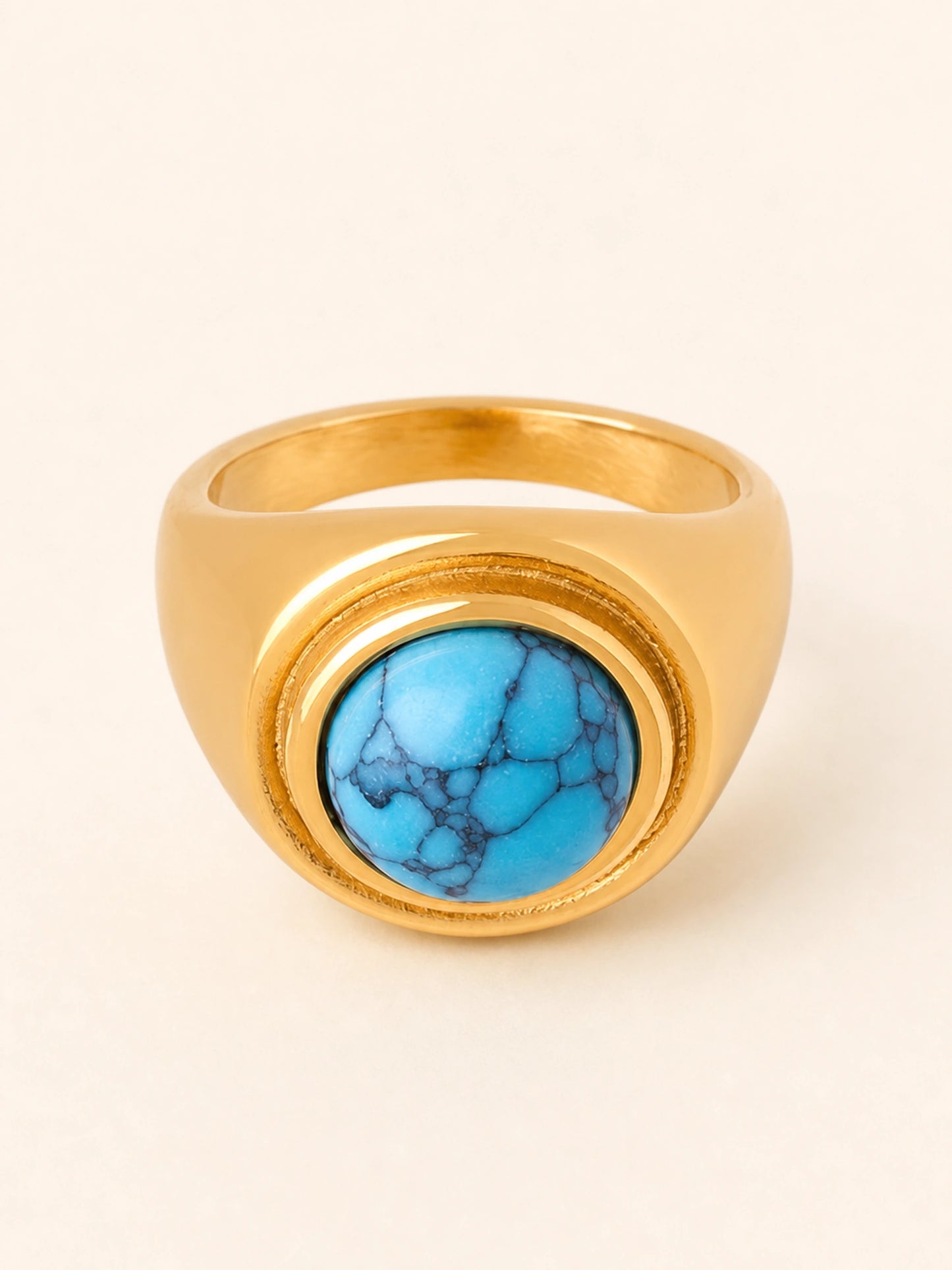 Turquoise Cat Eye Double Stone Ring