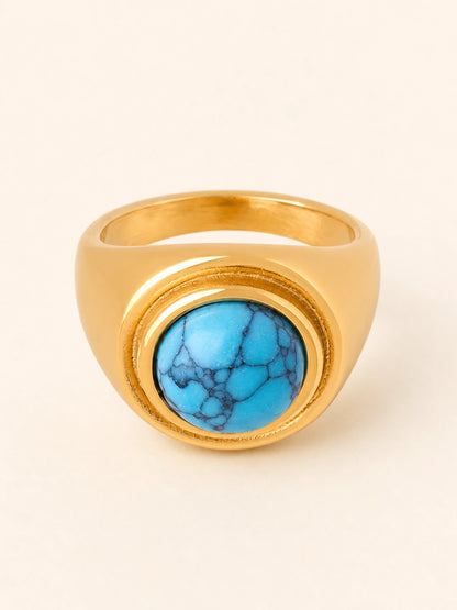 Turquoise Cat Eye Double Stone Ring