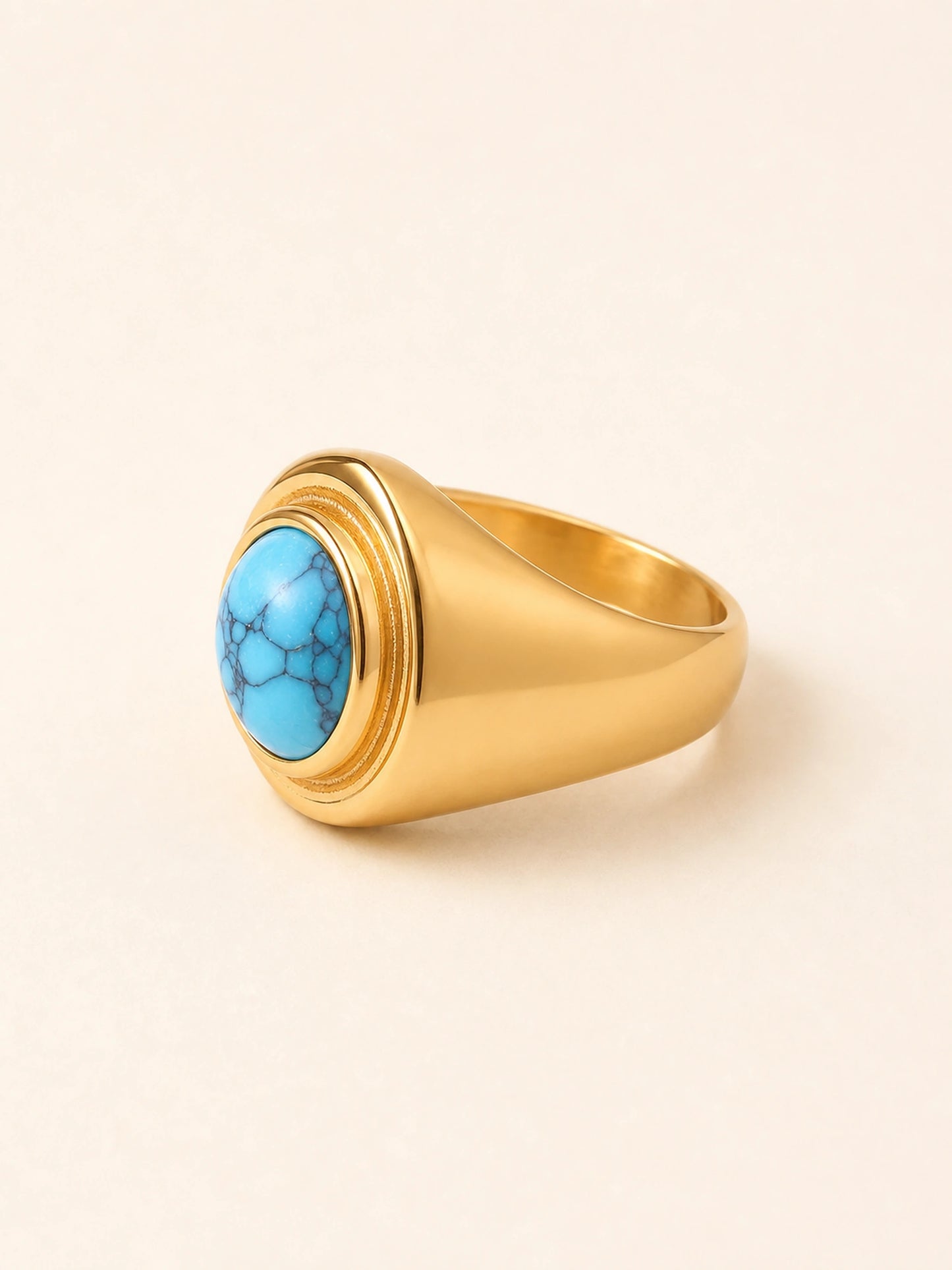 Turquoise Cat Eye Double Stone Ring