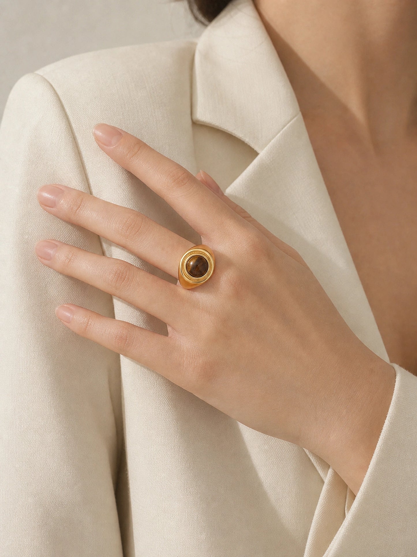 Turquoise Cat Eye Double Stone Ring