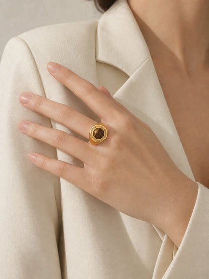 Turquoise Cat Eye Double Stone Ring