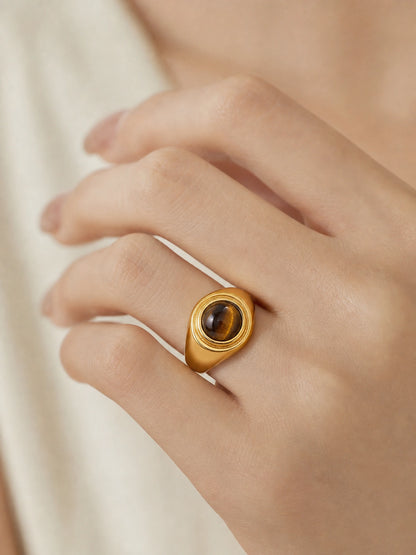 Turquoise Cat Eye Double Stone Ring