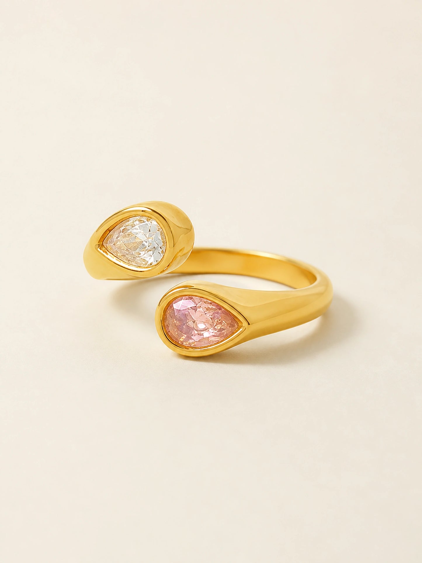 Two-Tone Drop Zircon Open Ring