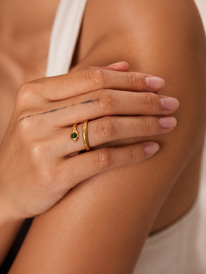 Malachite Cobra Open Ring