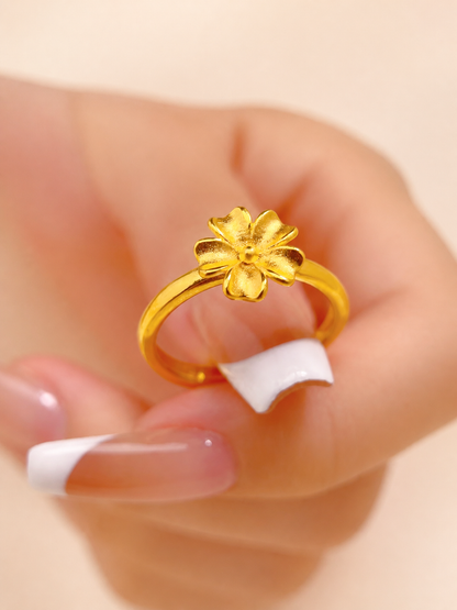 Gold Flower Bridal Open Ring