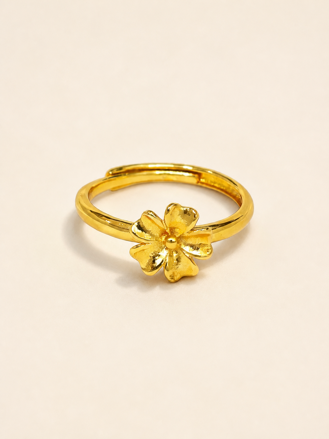 Gold Flower Bridal Open Ring