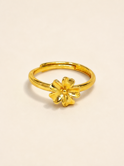 Gold Flower Bridal Open Ring