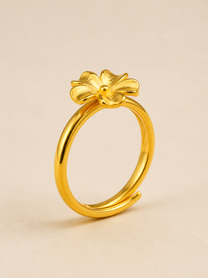 Gold Flower Bridal Open Ring