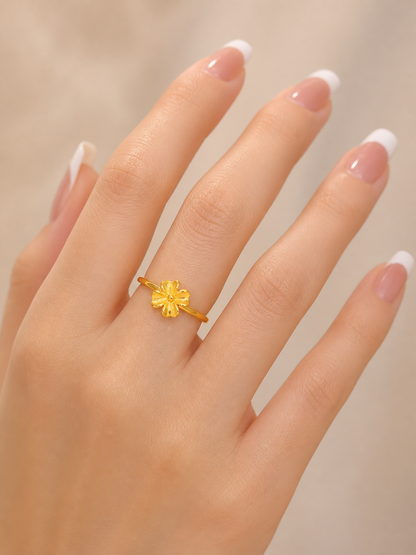 Gold Flower Bridal Open Ring