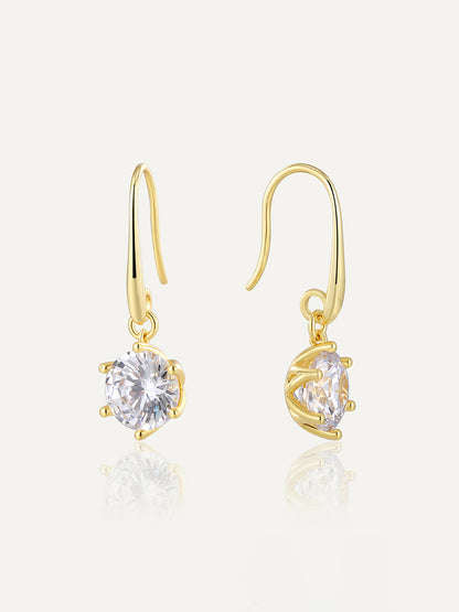 Six-Prong Zircon Drop Earrings