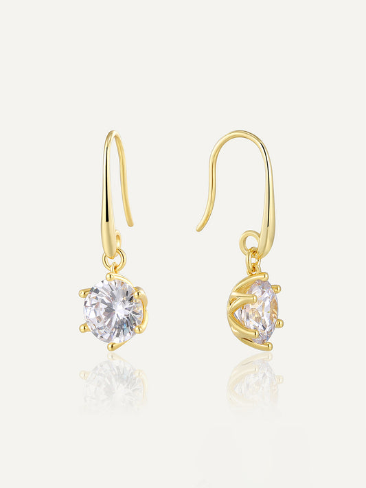 Six-Prong Zircon Drop Earrings