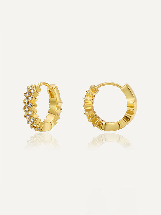 Asymmetric Zircon Huggie Earrings