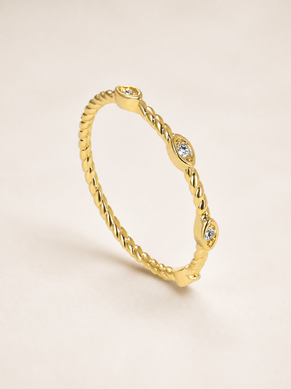 Golden Gaze Twisted Zircon Ring