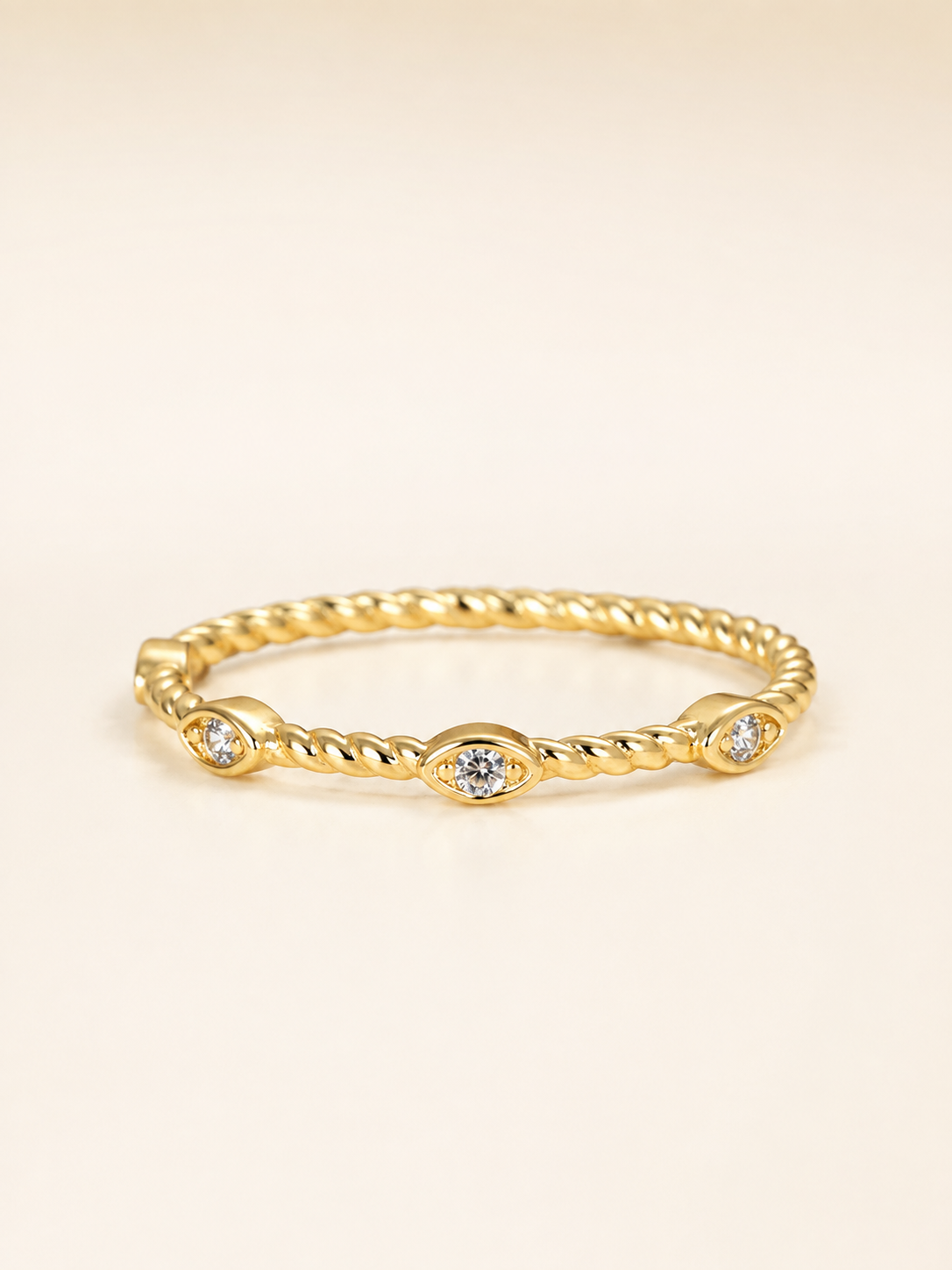 Golden Gaze Twisted Zircon Ring