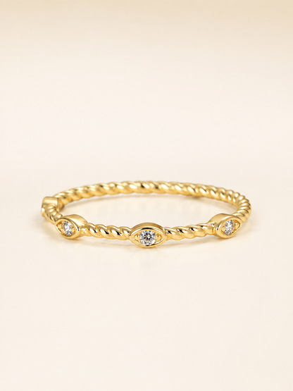 Golden Gaze Twisted Zircon Ring