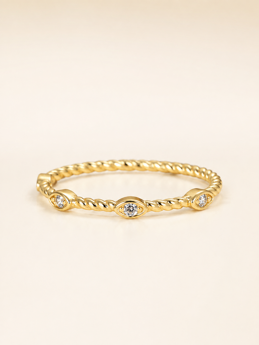 Golden Gaze Twisted Zircon Ring
