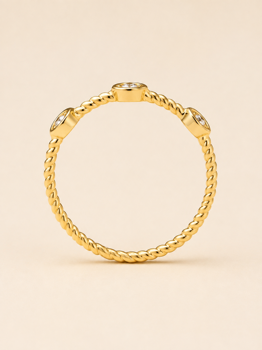 Golden Gaze Twisted Zircon Ring