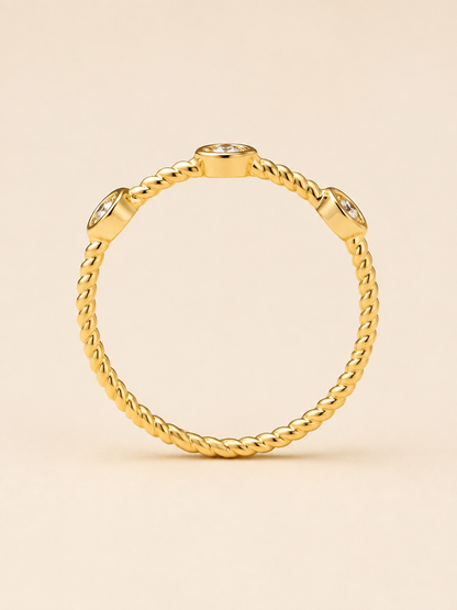Golden Gaze Twisted Zircon Ring