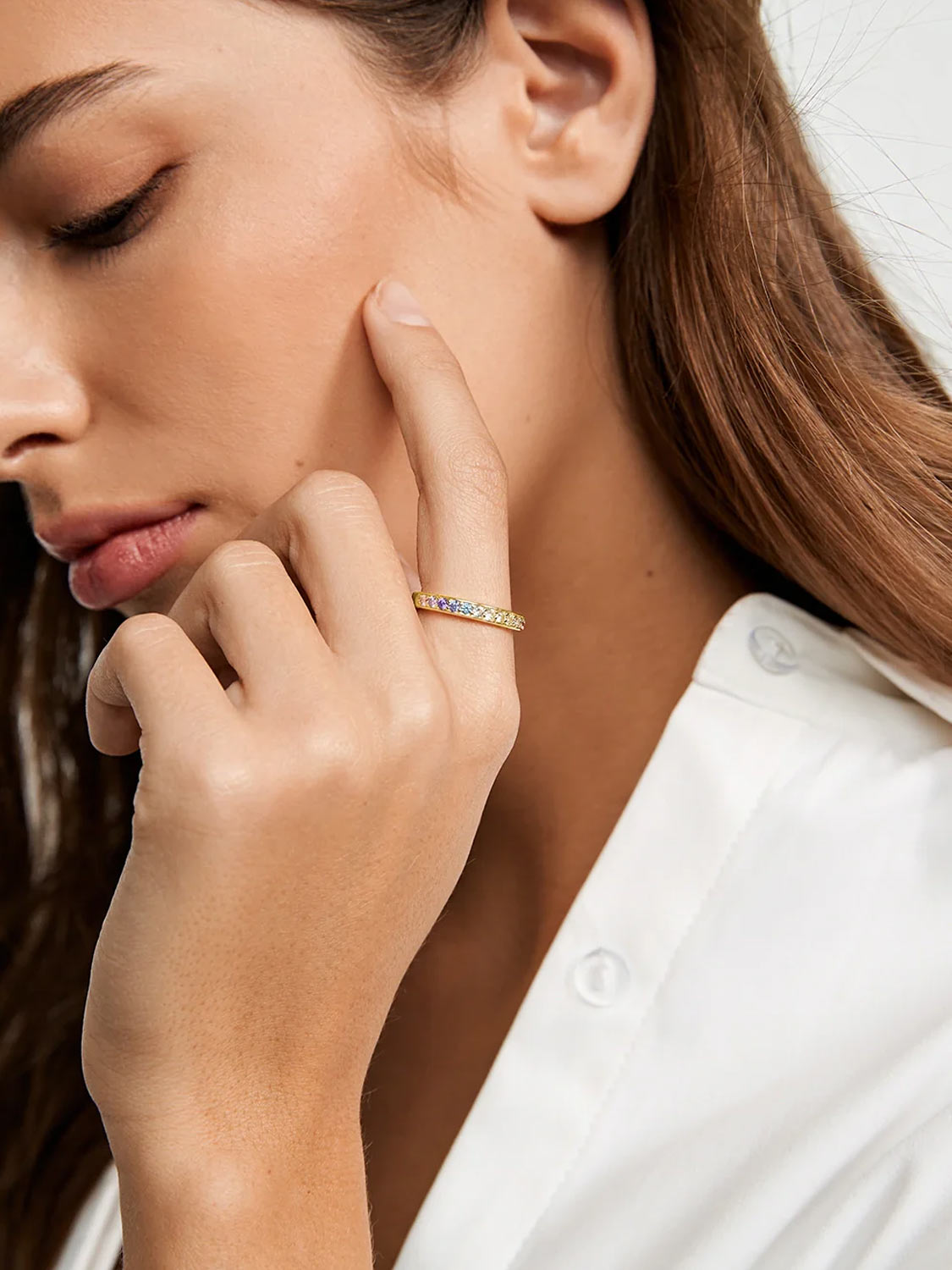 Rainbow Pave Band Ring