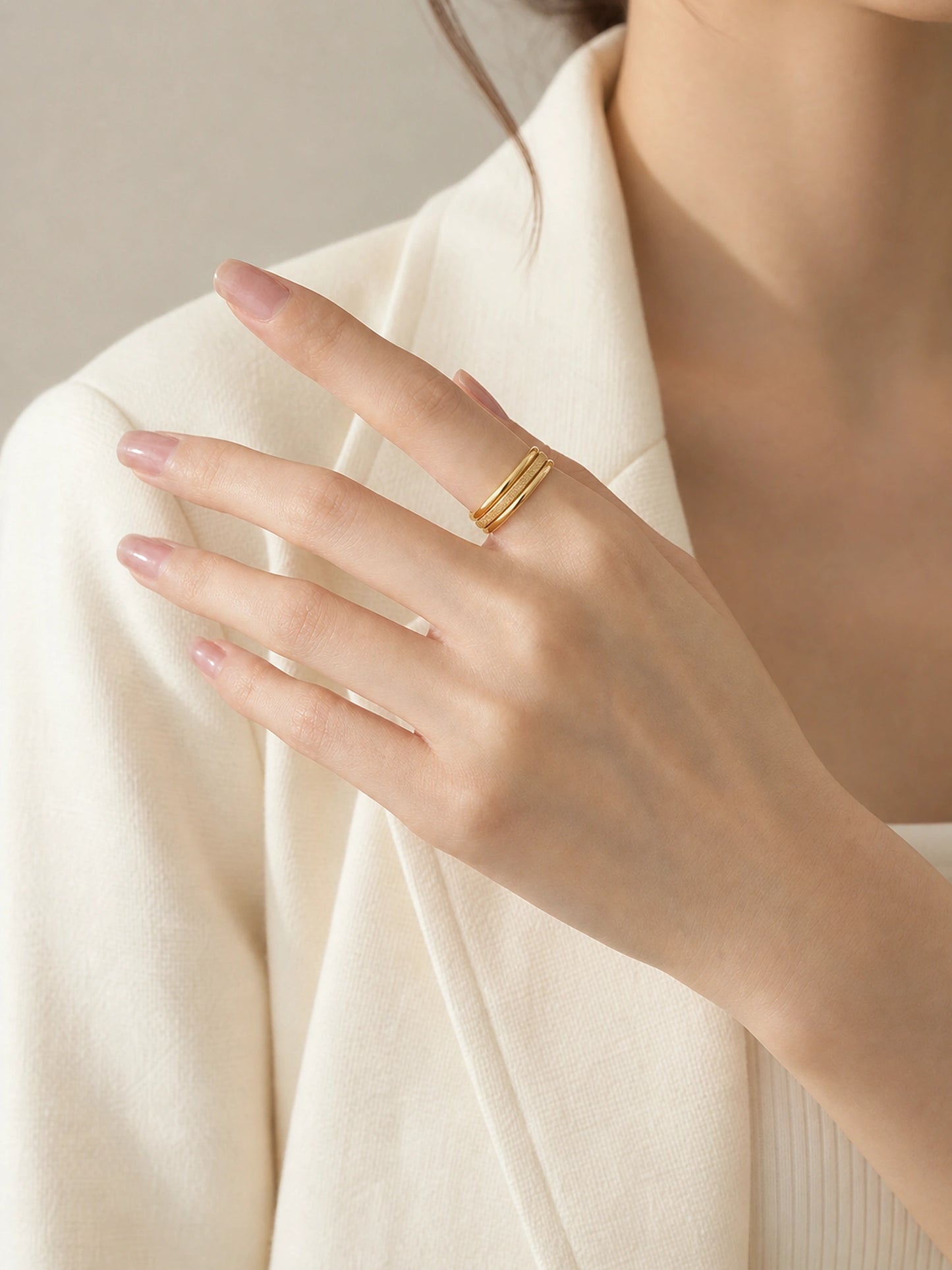 Three Band Matte Stacking Ring